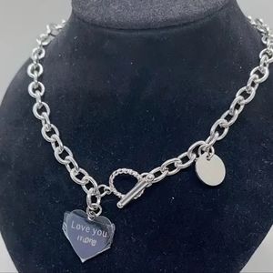 New Engraved love You More stainless steel heart Necklace